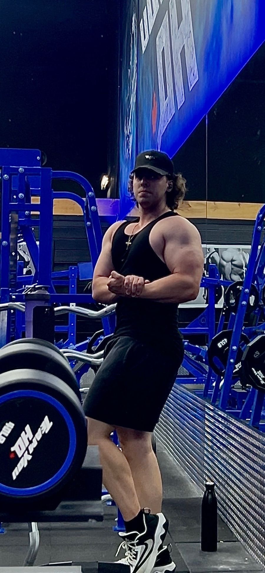 Sam today, flexing at the gym